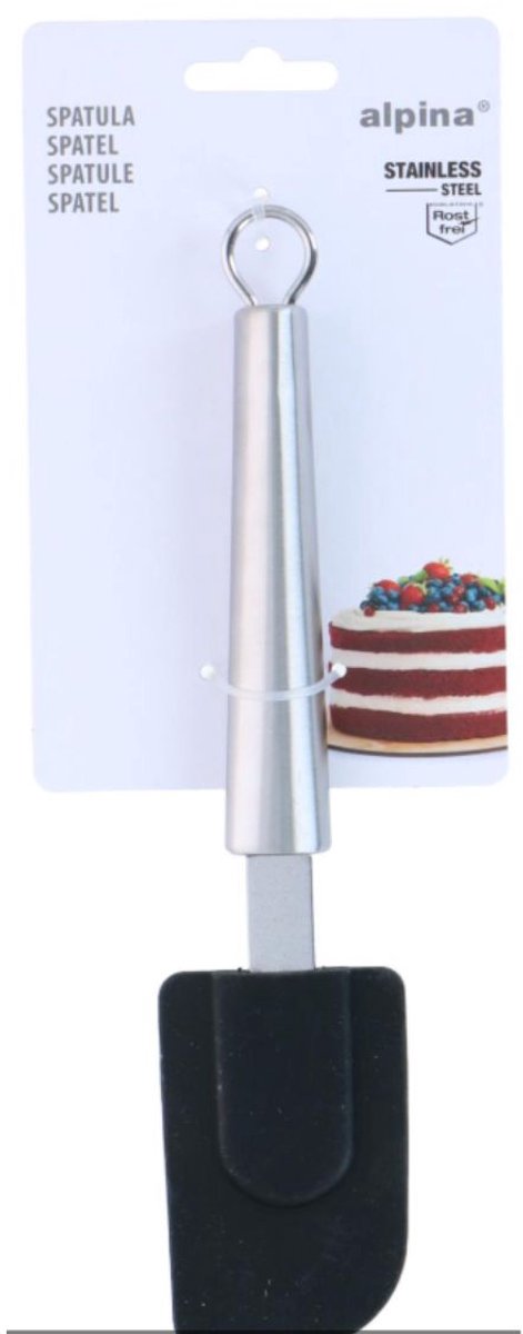 Alpine | swindler | pan scraper - silver black - stainless steel silicone - 24 cm - kitchen utensils spatula - sturdy - heat-resistant kitchen utensils - dishwasher safe | spatula