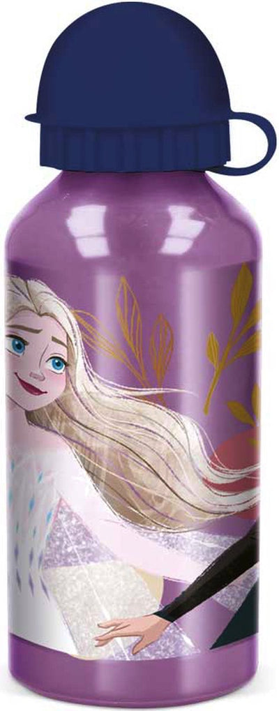 Stor Disney's Frozen II botella de aluminio - 400 ml - ligera - tapón de rosca a prueba de fugas - botella para niños - violeta azul oscuro