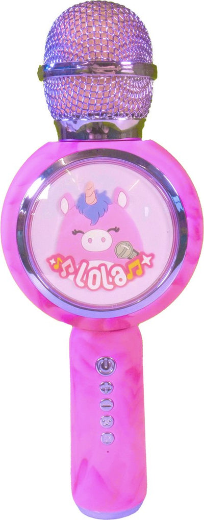 Otl technologies squishmallows - lola - micrófono de karaoke inalámbrico para niños - pantalla LED iluminada - altavoz - distorsión de voz