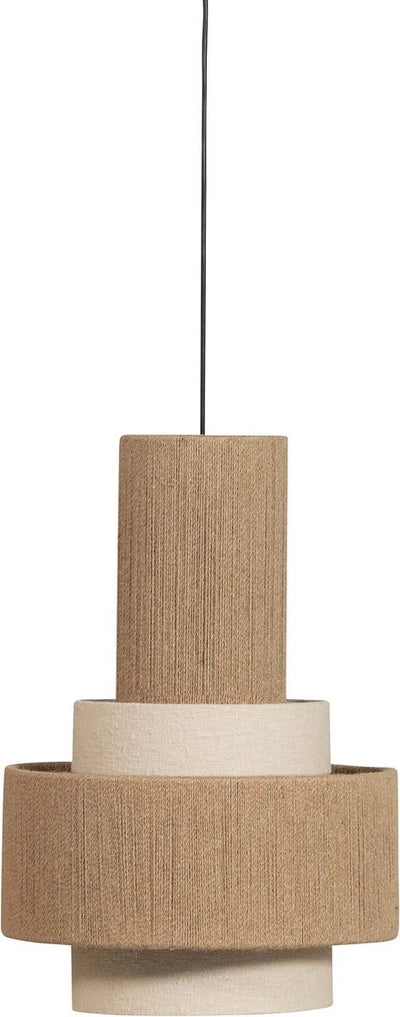 Lampada a sospensione in pelle di legno - corda - naturale - 56x38x38