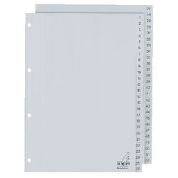 Pestañas kangaro pp g452c a4 120 micras gris 2 serie 1-52 4 agujeros impreso