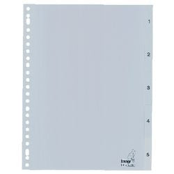Pestañas canguro pp g405cm a4 120 micras gris 5 piezas 1-5 23 agujeros impresos