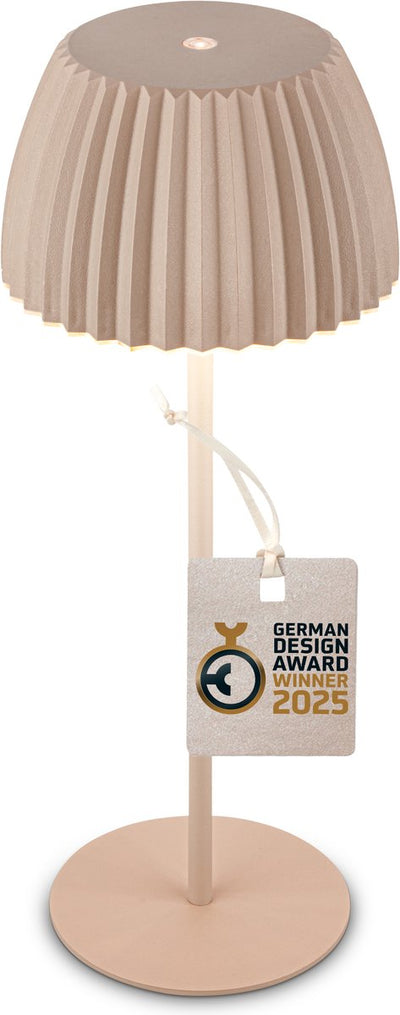 B.k.licht briloner champ - lampada da tavolo ricaricabile - lampada senza fili - dimmerabile al tocco - per interni ed esterni - vincitore del premio tedesco per il design 2025 - beige - ø14,5 x 36,5 cm