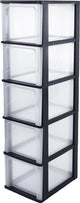 Cassettiera organizer Iris sistema a4 - 5 cassetti profondi - 5 x 13 l - plastica - nero trasparente