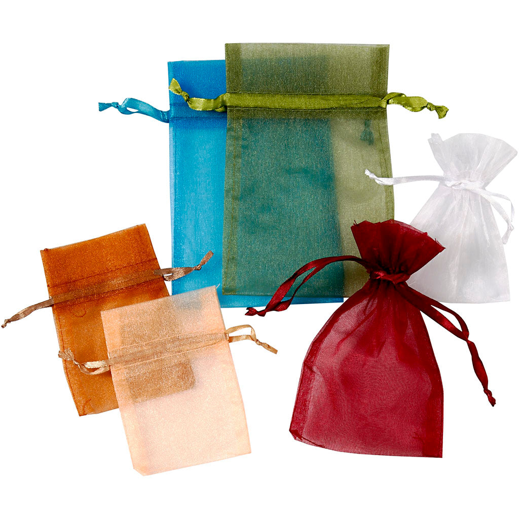 Sacchetti in organza Creativ company misura 7x10+10x15 cm vari colori 30 pezzi 1 scatola
