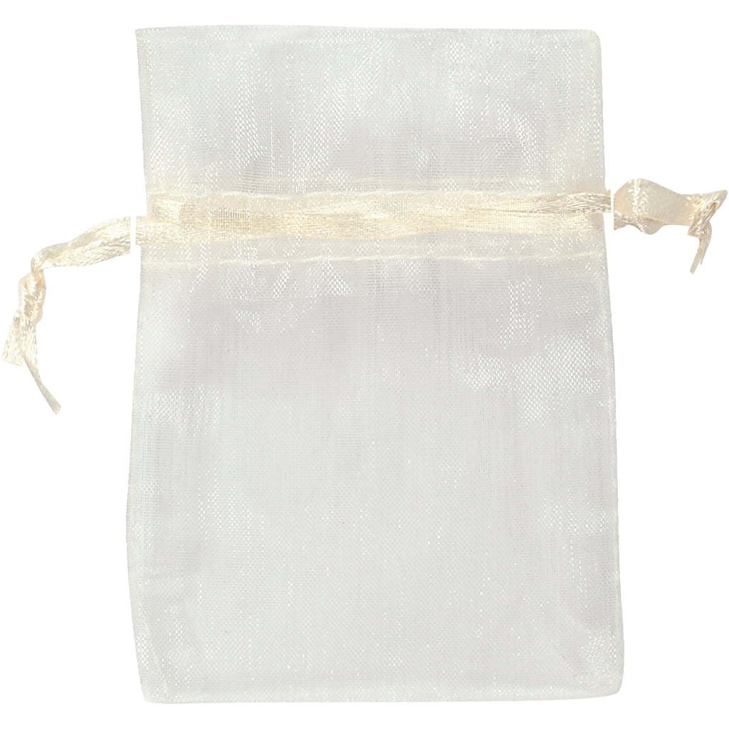 Sacchetti in organza Creativ Company, misura 7x10 cm, bianco sporco, 10 pezzi 1 scatola
