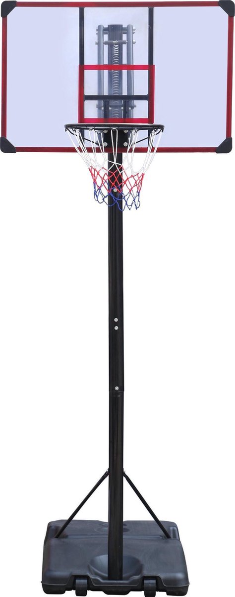 Puesto de baloncesto Engelhart ajustable 270–305 cm – aro de baloncesto ø 45 cm con red resistente a la intemperie – poste de baloncesto extra alto –