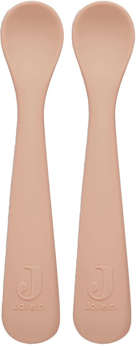 Jollein - cucchiaio (rosa pallido) - silicone - cucchiaio per bambini, stoviglie per bambini - 2 pezzi - 6-18 mesi