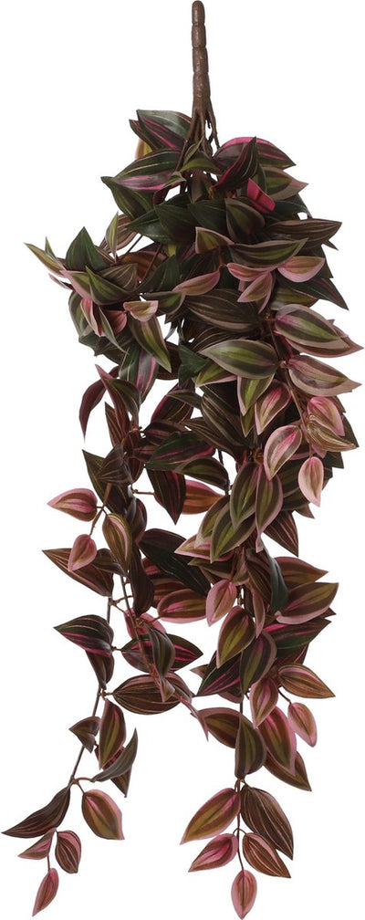 Mica decorations - tradescantia artificial hanging plant - l15 x w20 x h54 cm - bordeaux