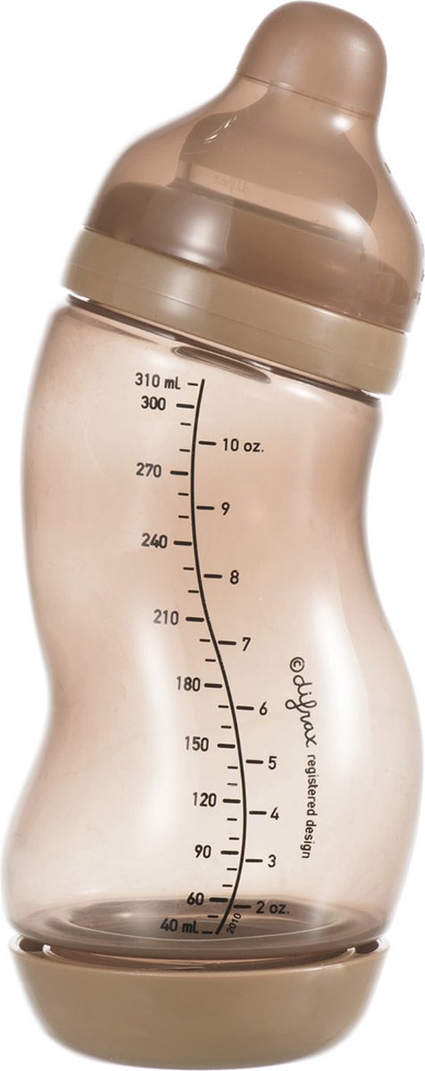 Biberon Difrax wide s-baby - 310 ml - anti-coliche - marrone chiaro - 1 pezzo