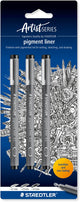 Staedtler - serie de artistas - pigment liner 308 fineliner - tarjeta con 3 piezas - negro