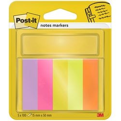 Notas indices papel post-it 670-5 15x50mm surtido neon grabable 500 hojas