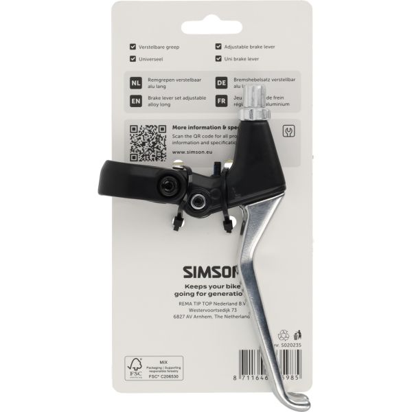 Juego de manetas de freno Simson ajustable mango largo aluminio negro