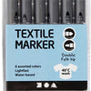 Pennarelli tessili Creative Company, larghezza tratto 2,3 + 3,6 mm, colori pastello, 6 pezzi 1 scatola