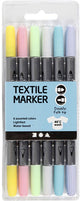 Pennarelli tessili Creative Company, larghezza tratto 2,3 + 3,6 mm, colori pastello, 6 pezzi 1 scatola