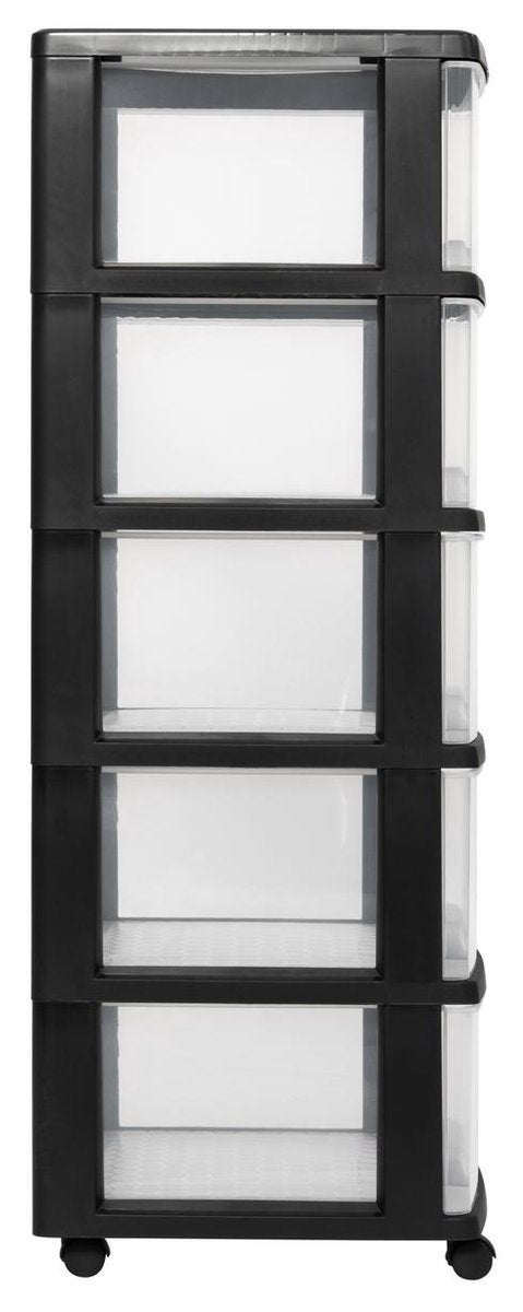 Sistema di cassetti Curver Essentials - 5x20 litri - nero trasparente