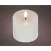 Lumineo realistische led kaars met wax pit en vlam effect ã˜7.5x9,5cm wit met 6uur timer werkt op batterij