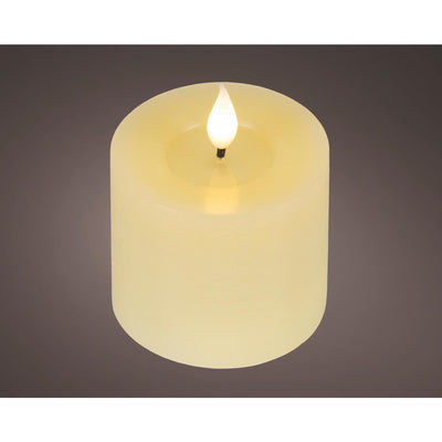 Lumineo candela LED realistica con stoppino di cera ed effetto fiamma ã˜7,5x9,5 cm crema con timer 6 ore, funzionamento a batteria