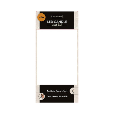 Lumineo candela LED realistica con stoppino di cera ed effetto fiamma ã˜7,5x20 cm crema con timer 6 ore, funzionamento a batteria