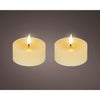 Lumineo realistico candelina LED con effetto fiamma ã˜7,5x6cm crema con timer 6 ore, alimentato a batteria - 2 pezzi
