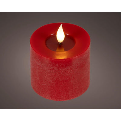 Lumineo candela LED realistica con stoppino di cera ed effetto fiamma ã˜7,5x9,5 cm rossa con timer 6 ore, funzionamento a batteria