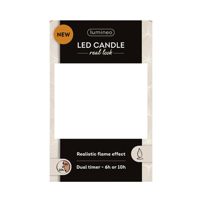 Lumineo candela LED realistica con stoppino di cera ed effetto fiamma ã˜7,5x9,5 cm oro con timer da 6 ore, funzionamento a batteria