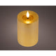 Lumineo realistische led kaars met wax pit en vlam effect ã˜7.5x13,5cm goud met 6uur timer werkt op batterij