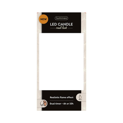 Lumineo candela LED realistica con stoppino di cera ed effetto fiamma ã˜7,5x13,5 cm oro con timer da 6 ore, funzionamento a batteria