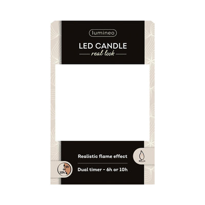 Lumineo candela LED realistica con stoppino di cera ed effetto fiamma ã˜7,5x9,5 cm grigio chiaro con timer 6 ore, alimentata a batteria