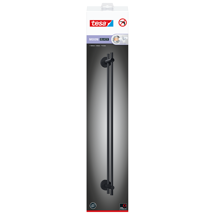 Tesa 1073527 - porta asciugamani da parete moon black doppio nero | 1 pz