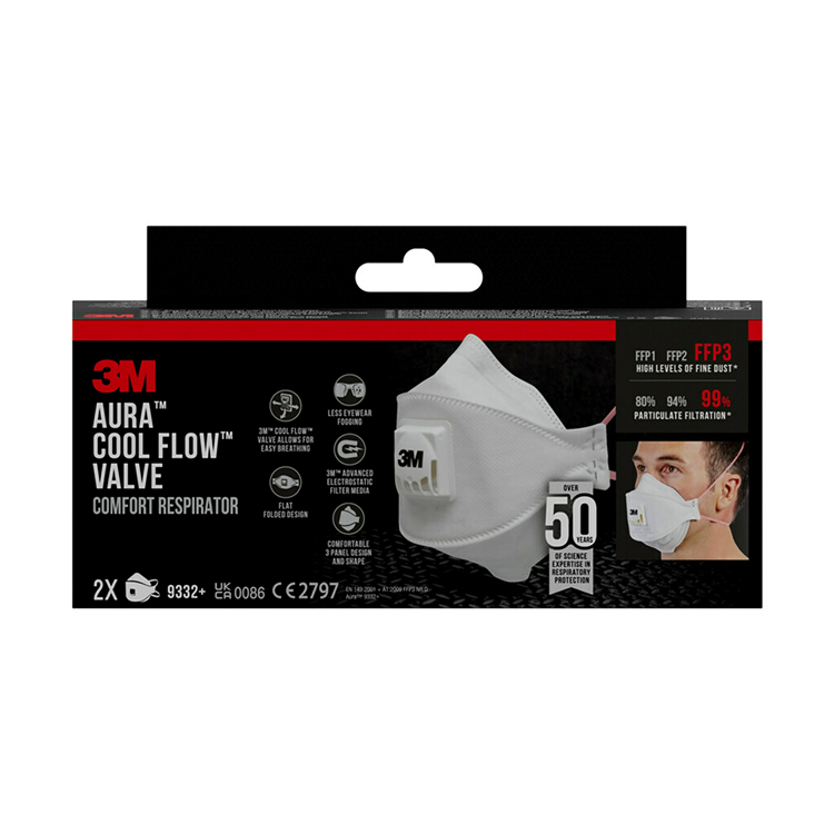 3m 1061813 - maschera pieghevole 9332 + ffp3 2pz | 1 pz
