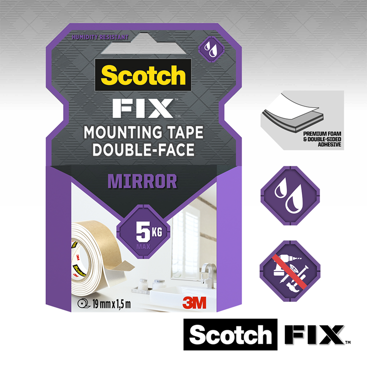 3m 1071427 - nastro per montaggio specchietti scotch-fix™ 19mmx5m, 1 rotolo | 12 pezzi