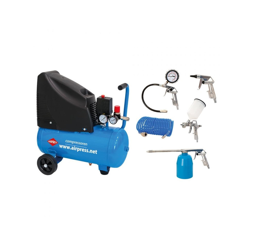 Airpress hlo 215-25 | compressore | con set da 6 pezzi | 215 l/min | 24 litri - 48140