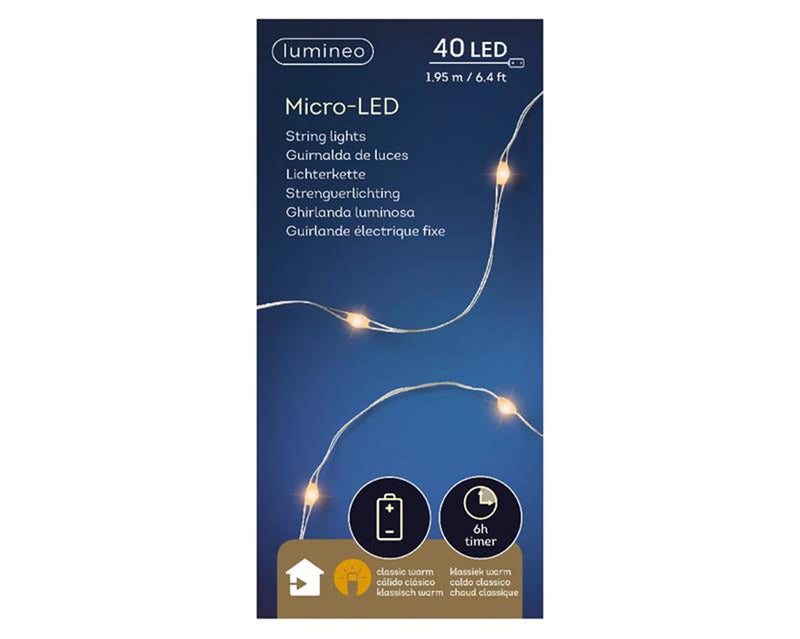 Cavo micro LED Lumineo argento195 cm 40 l