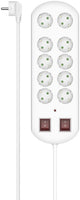 Regleta Hama con interruptor - 10 contactos - cable de 2 m - con protección contra sobretensiones - blanco