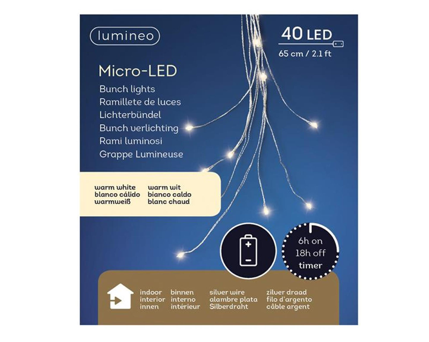 Illuminazione a cascata Lumineo 40LED bianco caldo