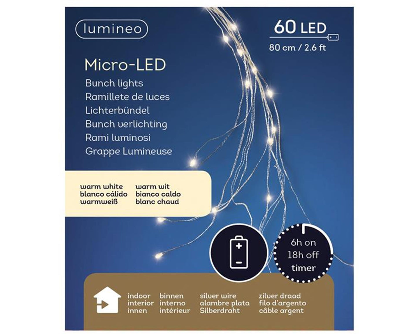 Illuminazione a cascata Lumineo 60 LED bianco caldo