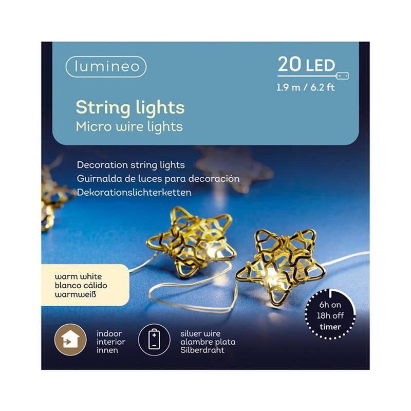 Lumineo strengverlichting ster metaal 20l