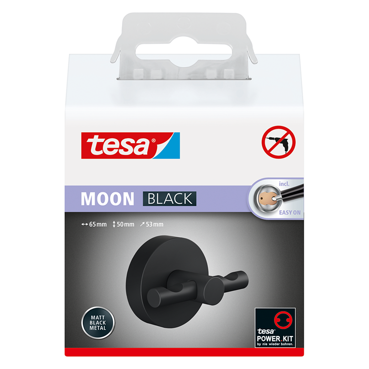 Tesa 1072283 - gancio per accappatoio moon black nero | 2 pezzi