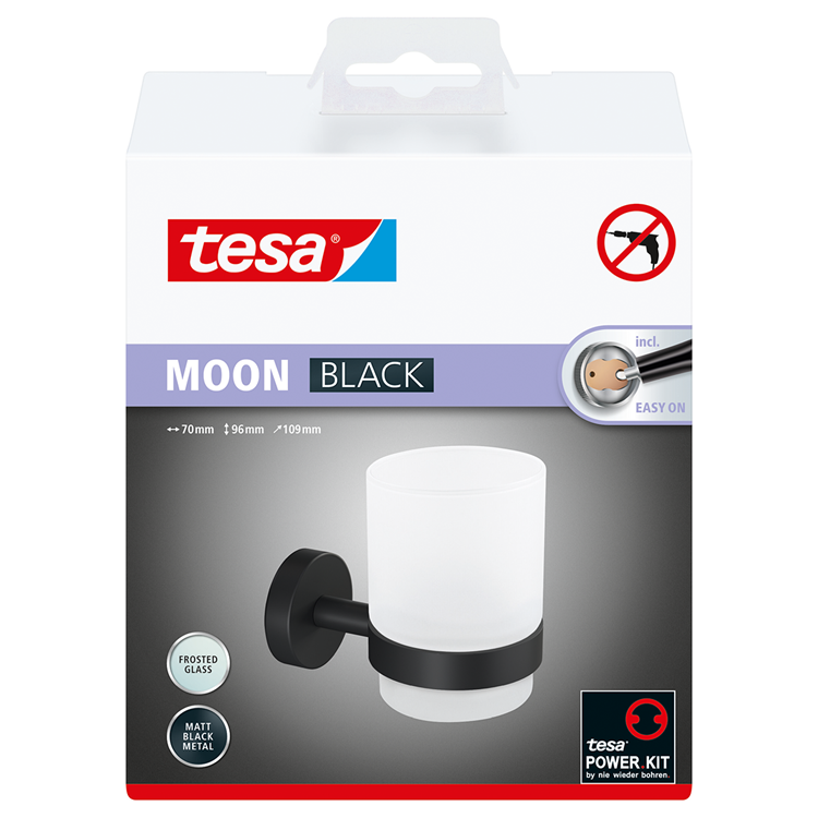 Tesa 1072285 - portavasos luna negro negro | 1 pieza