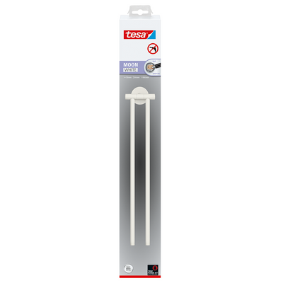 Tesa 1073530 - portasalviette a 2 bracci bianco luna flessibile bianco | 1 pz