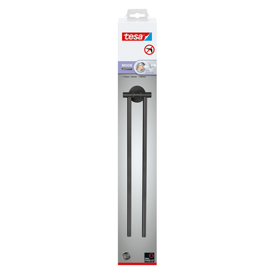 Tesa 1072306 - portasciugamani moon grafite a 2 bracci | 2 pezzi
