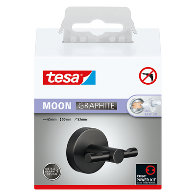 Tesa 1072308 - gancio per accappatoio in grafite lunare | 2 pezzi