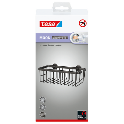 Tesa 1072310 - cestino doccia singolo in grafite lunare | 2 pezzi