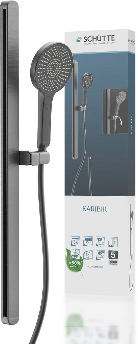 Schütte karibik doucherail set - mat grafiet - ovaal