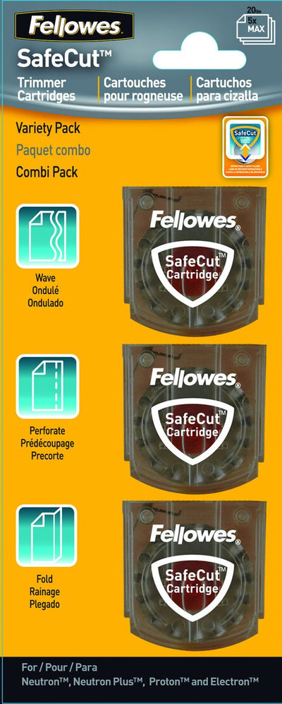 Cuchillas de corte para cortadora de papel Fellowes - corrugadas, perforadas y plegadas - 3 piezas
