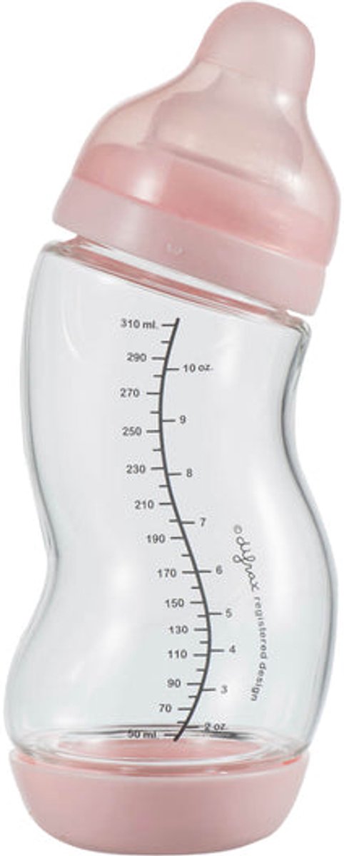 Biberon Difrax vetro naturale - 310 ml - rosa - 1 pezzo - s-bottle - anticolica