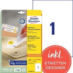 Re-adhesive labels avery zweckform stick lift white