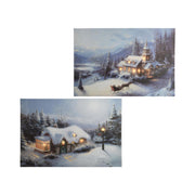 Lumineo kerst canvas led batterijverlichting 1,5x38x28cm warm wit 2 assorti - afbeelding 1