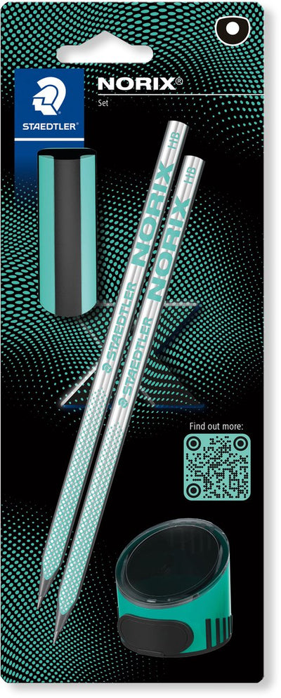 Lapiz grafito staedtler norix blister 2uds hb negro verde
